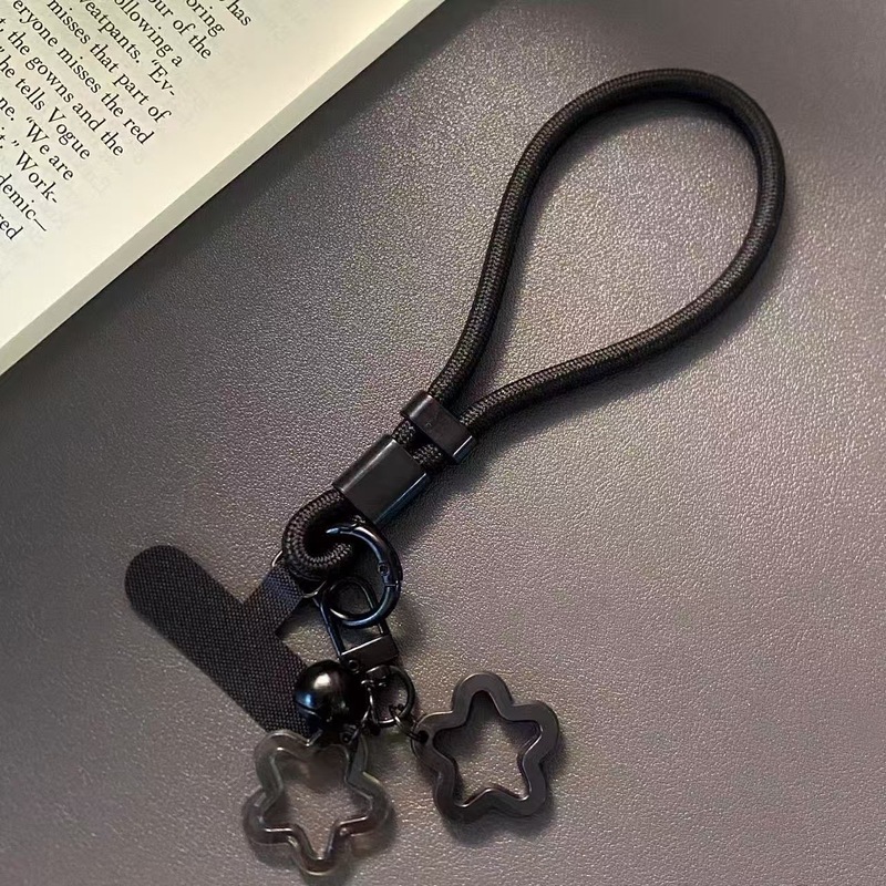锁扣防丢手机挂绳女手腕短款可调节编织绳铃铛吊坠挂件手绳链带子|undefined