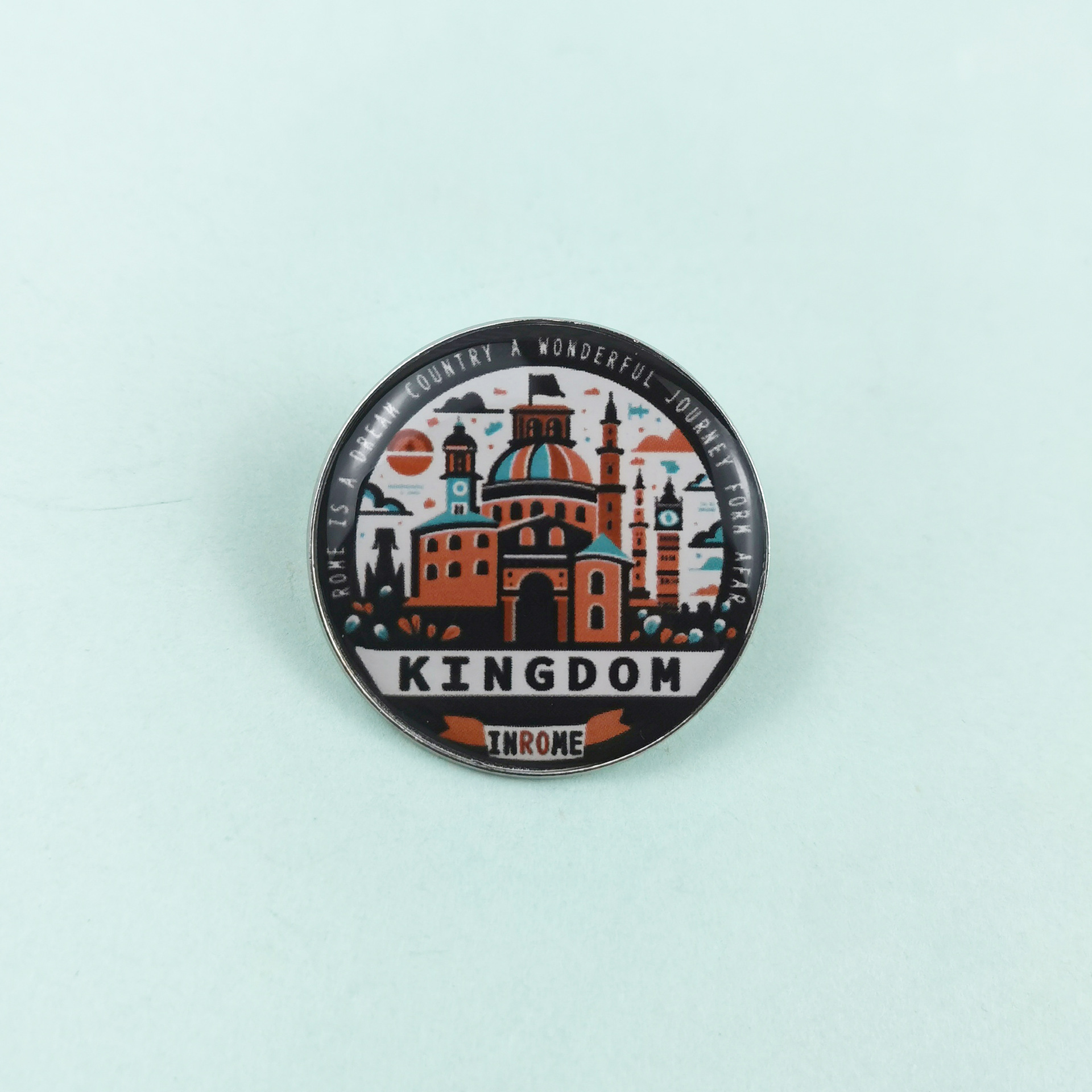 Broche de metal redondo transfronterizo patrón de dibujos animados medalla de joyería estilo retro europeo y americano mochila insignia de alfiler