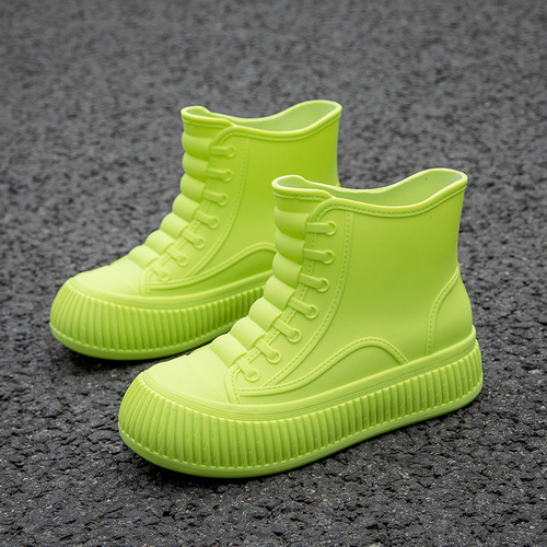 Waterproof, Non-Slip, Short-Height Rain Boots for Women – Korean-Style Casual Rubber Shoes with Cotton Lining for Outdoor Wear
