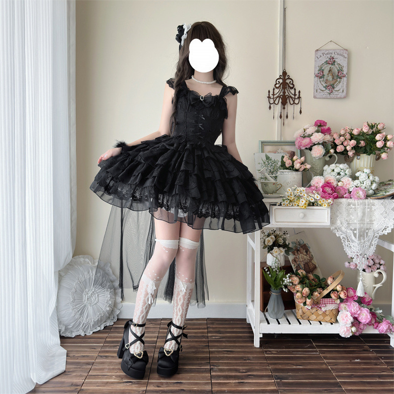 2025夏季新款日系可爱甜美Lolita芭蕾风花嫁jsk吊带连衣裙子软妹|undefined
