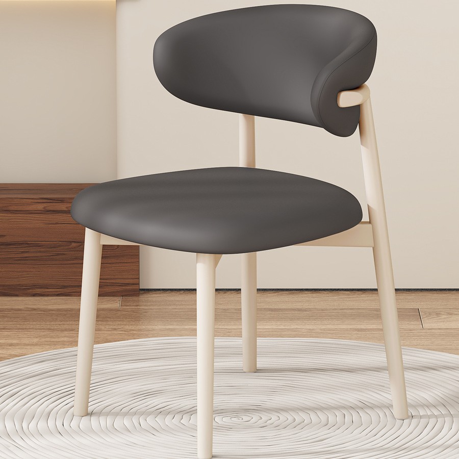 따뜻한 흰색 프레임 다크 그레이 가죽