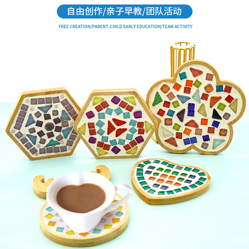 모자이크 DIY 수제 재료 컵 받침 유치원 교육 장난감 창조적 인 예술 부모-자식 살롱 워밍업 활동