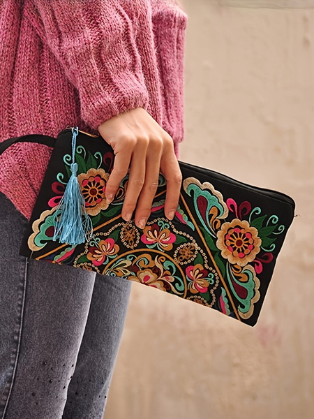 Ethnic long capacious wallet