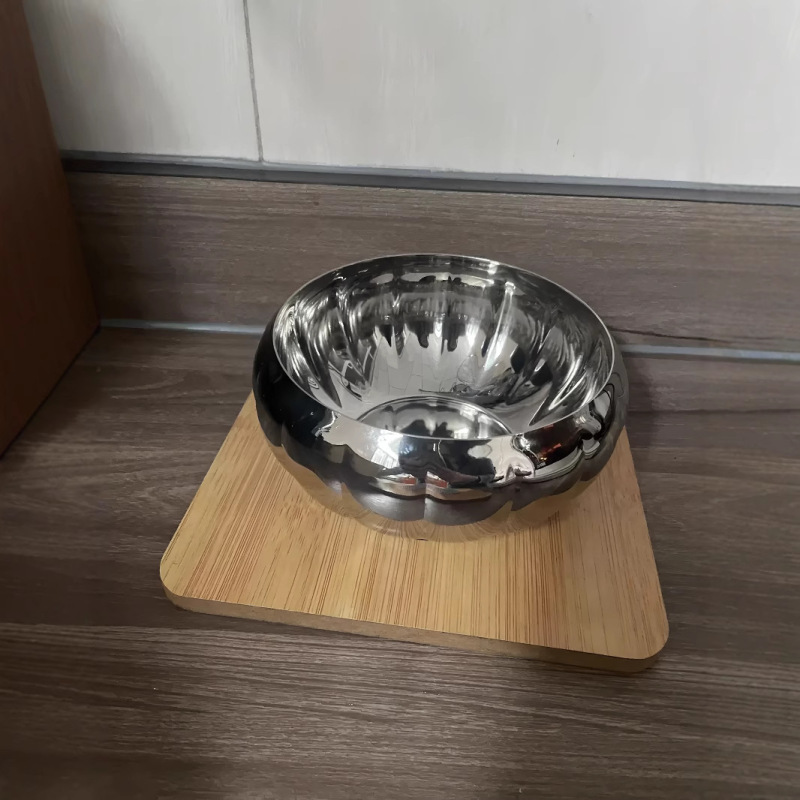 304 ステンレス鋼フルーツプレートデザート装飾ボウルミラー光沢のある大きなシルバー食器ボウルカボチャサラダボウルソース|undefined