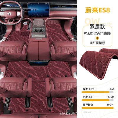 Modelə uyğun ayaqaltı — for Nio ES8, 26 models - nio-es8-su-mu-reddouble-layer-red-tpe-floor-mat-wine-red-galaxy-carpet