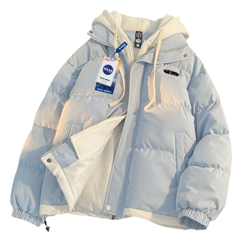 La NASA anti-temporada abrigo de algodón acolchado falso de dos piezas con capucha Jinjiang abrigo de algodón acolchado para hombres y mujeres mismo invierno engrosado abrigo de pan abrigo de algodón acolchado