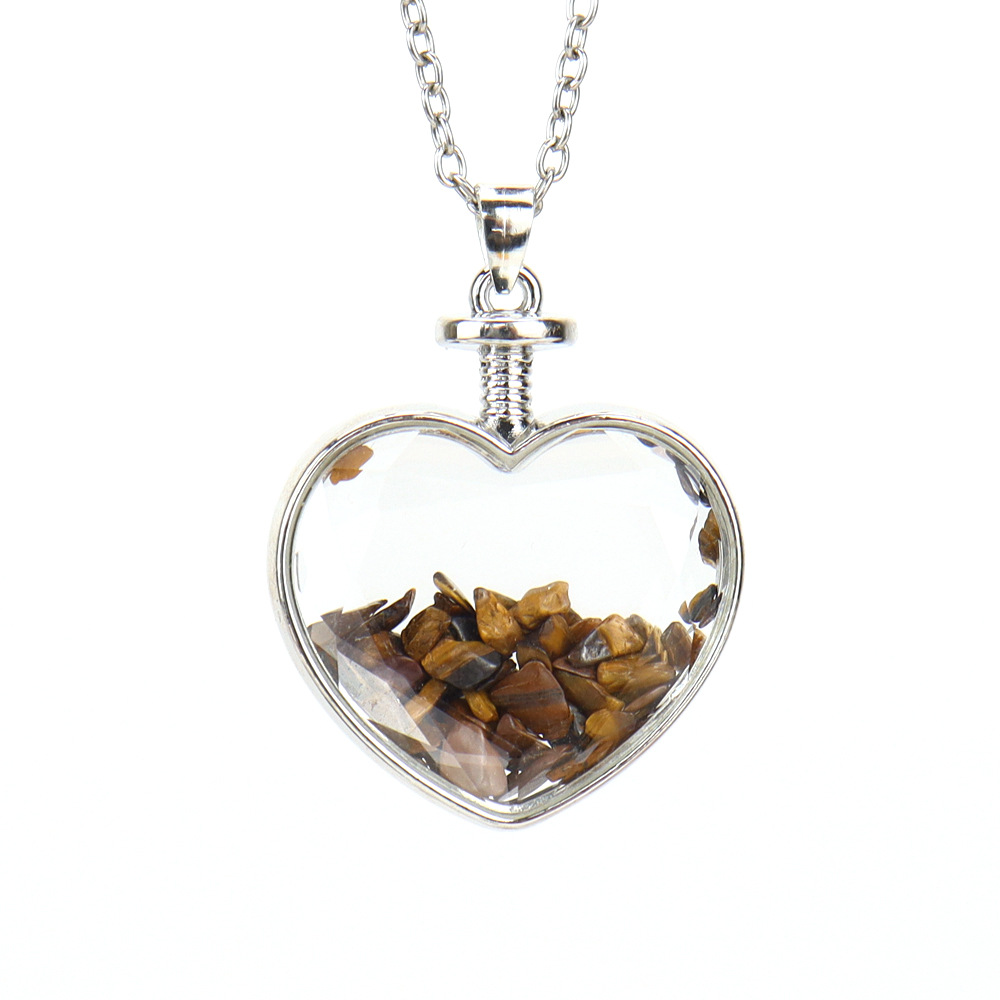 Heart Shape Pattern Simple Style Heart Shape Natural Stone Plating Pendant Necklace