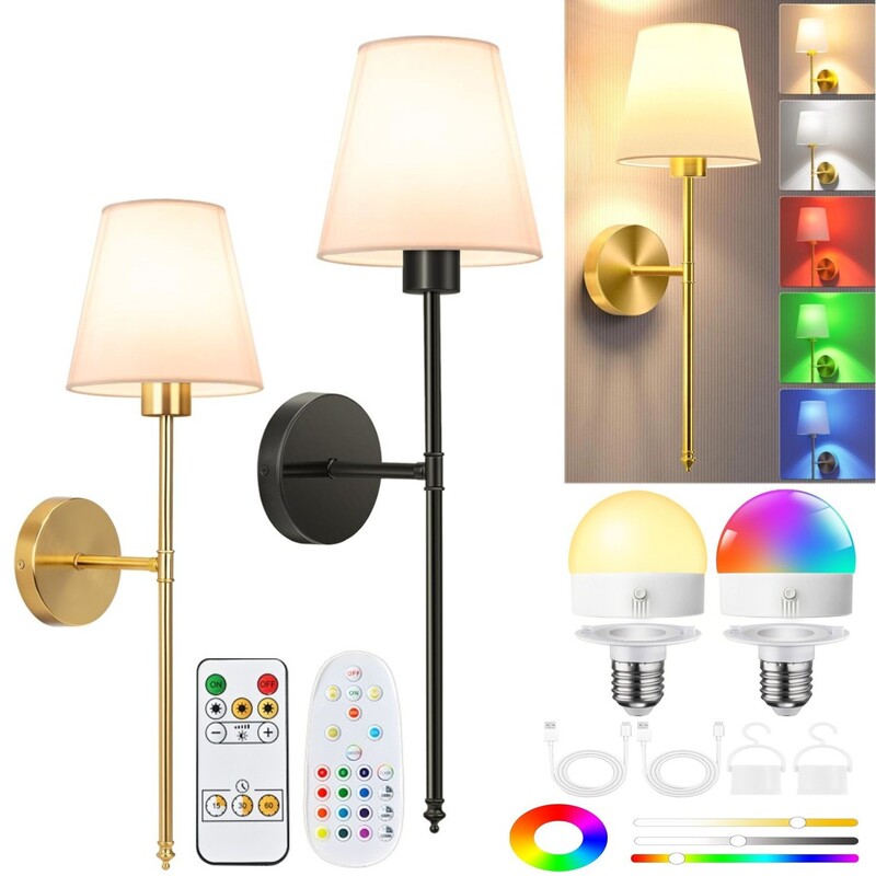 Wireless Charging Indoor Wall Lamp Cross-Border Amazon Detachable Rgb Remote Control Timer Light Bulb for Living Room and Bedroom