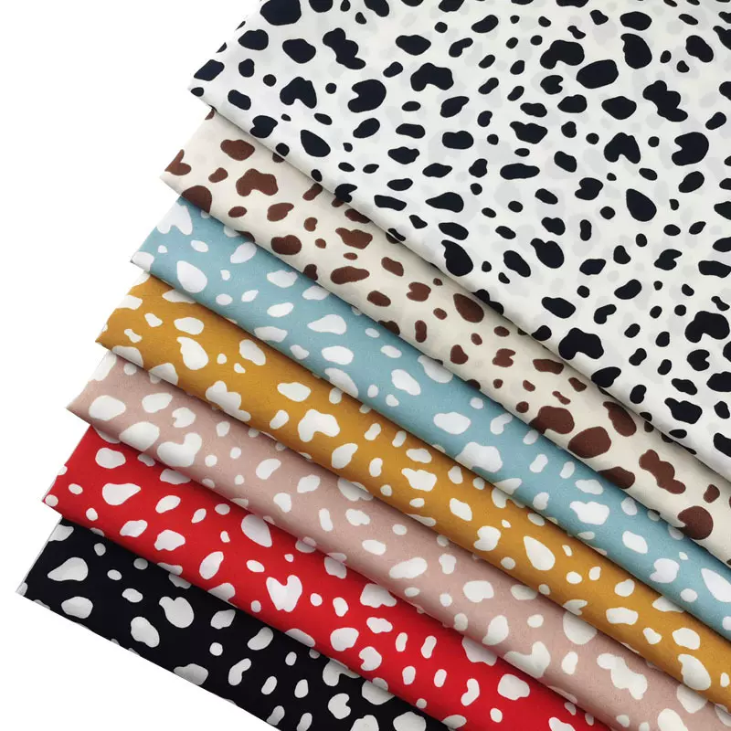100D四面弹印花斑点波点雪纺印花布春夏连衣裙衬衫鞋帽面料