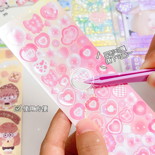 Delicate and Fresh Goofy Sticker Cheap Girl Children Laser Non-Repetitive Goofy Plate Sticker Handmade Journal Random Match Goka