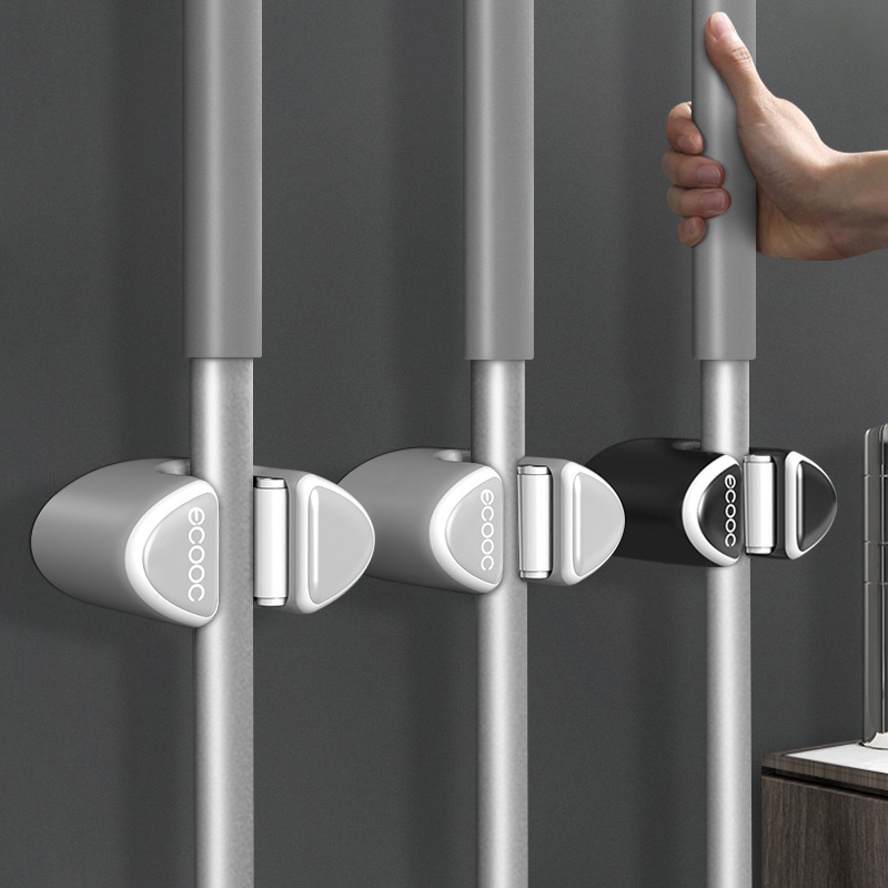 Mop rack wall hook punch-free bathroom fixed broom storage rack strong adhesive toilet storage artifact