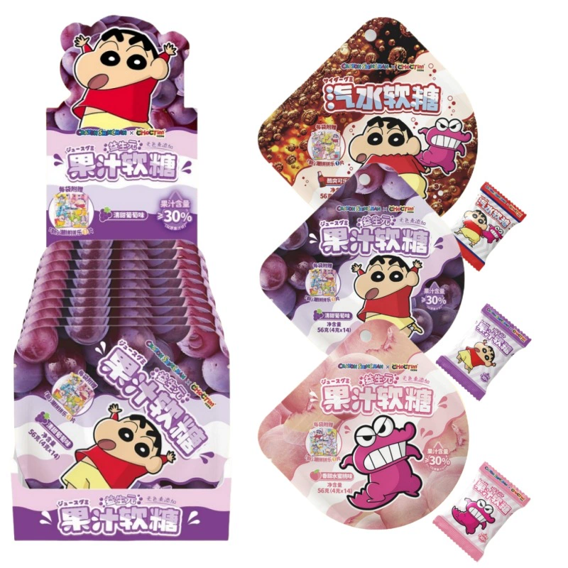 Jock Tim Crayon Shin-chan Пребиотический сок жевательные конфеты 56г Детские закуски Конфеты оптом