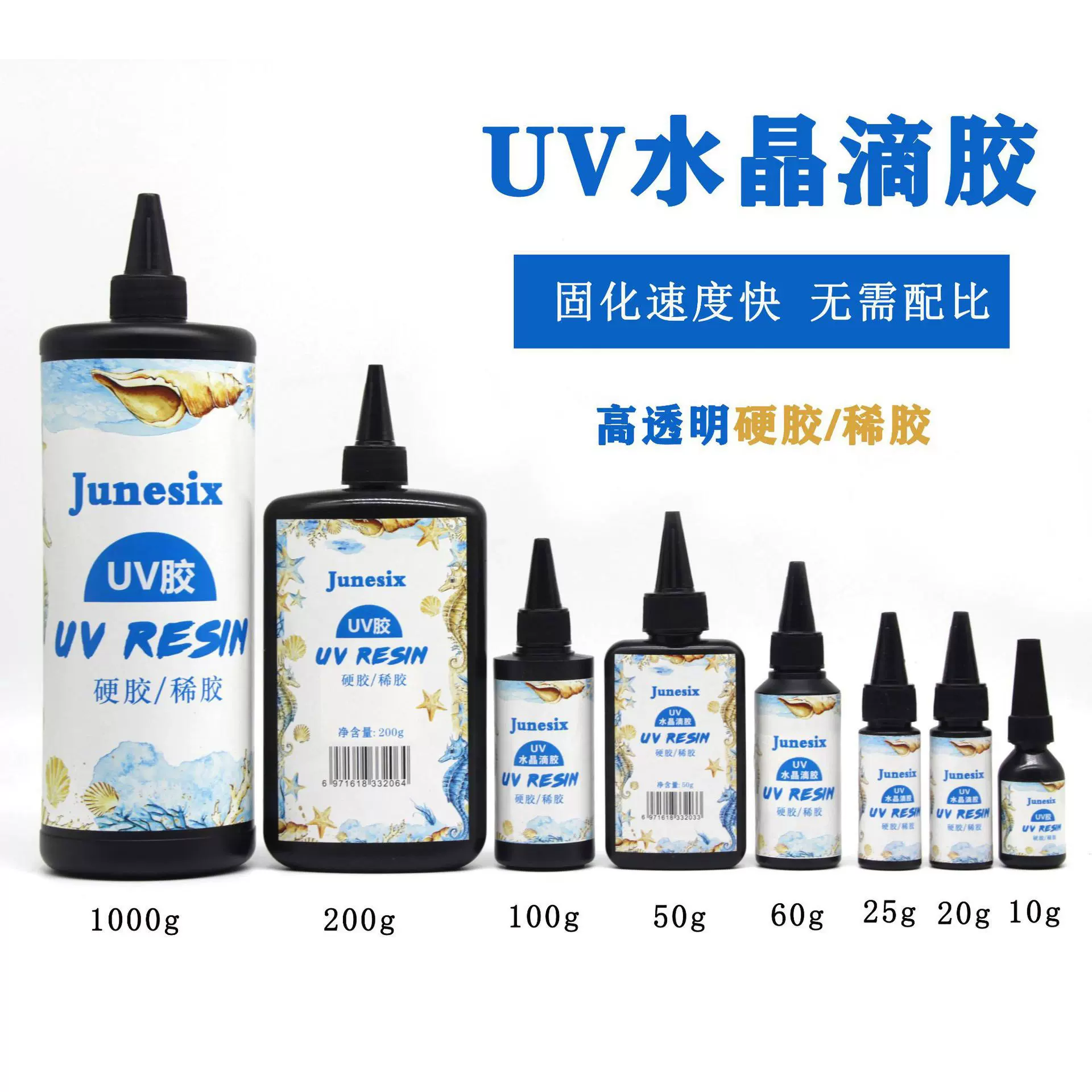 跨境亚马逊高透明速干UV水晶滴胶diy手工紫外线固化UV树脂液 UV胶