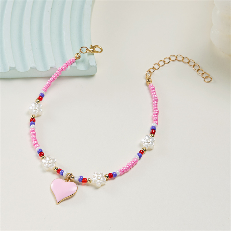 8g Weight Anklet Classification 1 Piece Quantity Holiday, Beach Occasion Seed Bead Material Heart Shape Pattern All Seasons Season Women's Gender Simple Style, Classic Style Style Wholesale Jewelry Simple Style Classic Style Heart Shape Seed Bead Anklet 24