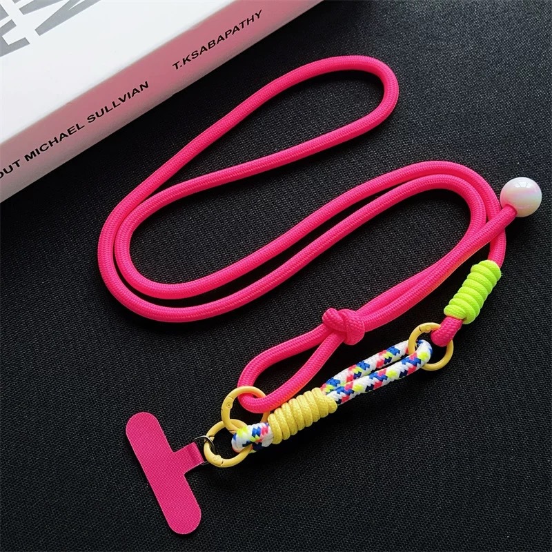 Nuevo cuello ajustable larga cuerda trenzada multifuncional cuerdas de empalme de muñeca estilo coreano de tendencia de pelota de color al aire libre a prueba de pérdida