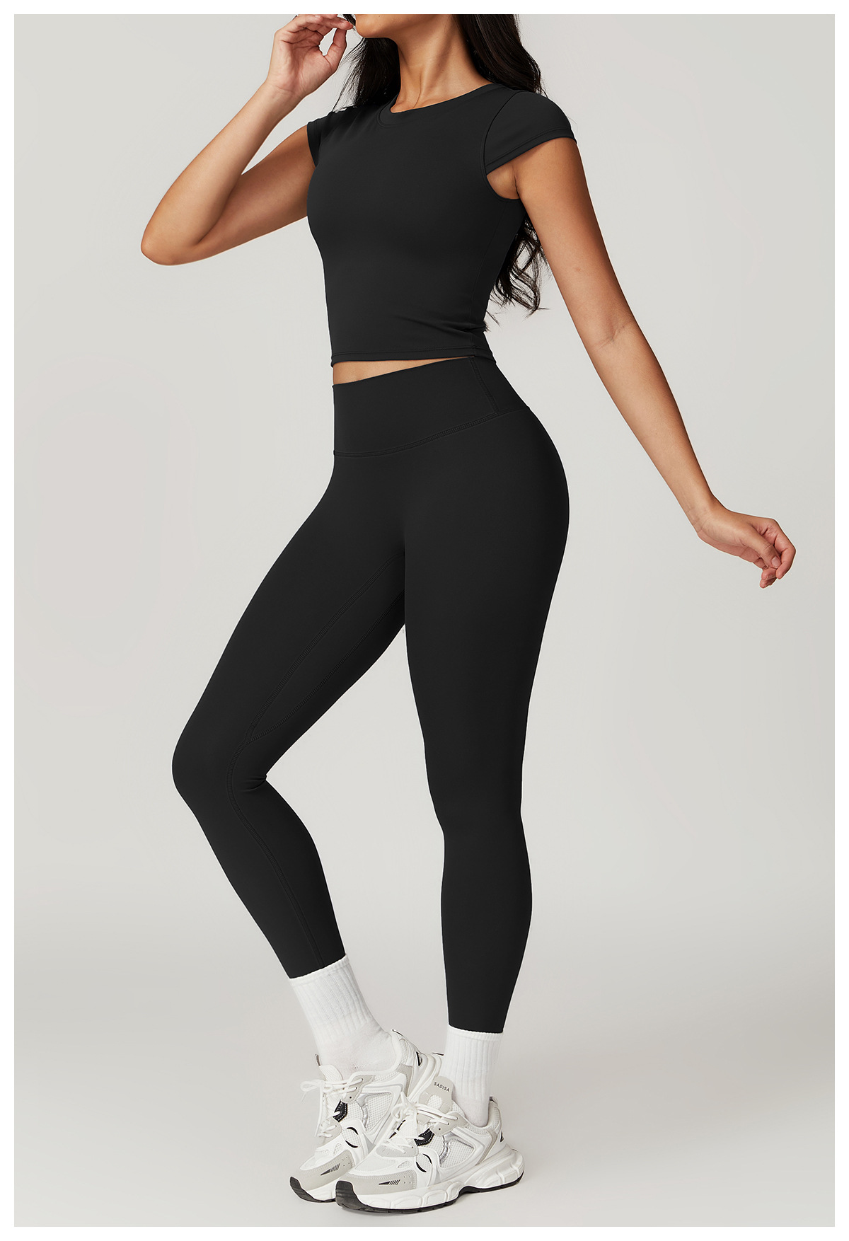 Women's Sport Style Solid Color Nylon Spandex Round Neck Tracksuit Vest Leggings display picture 65