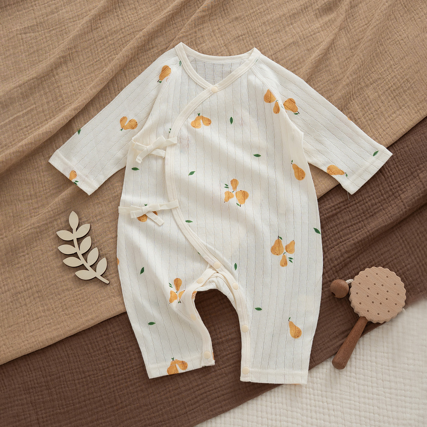 Recién nacido verano ultra-Delgado mono de algodón protección del vientre del bebé mameluco de manga larga transpirable Clase A algodón ropa de aire acondicionado escalada larga