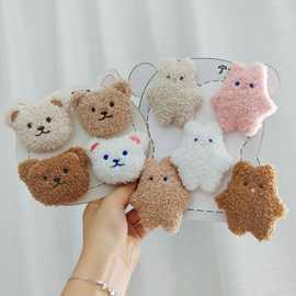 卡通毛绒公仔胸针可爱卷毛小熊全身小兔学生服饰包包袜子辅料挂件