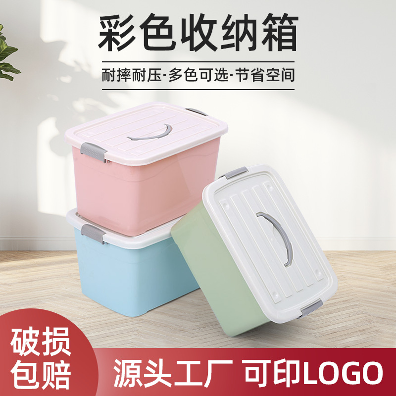 Large Portable Pp Plastic Storage Box with Lid, Thickened, for Household Clothes Organization, Large Storage Box Wholesale