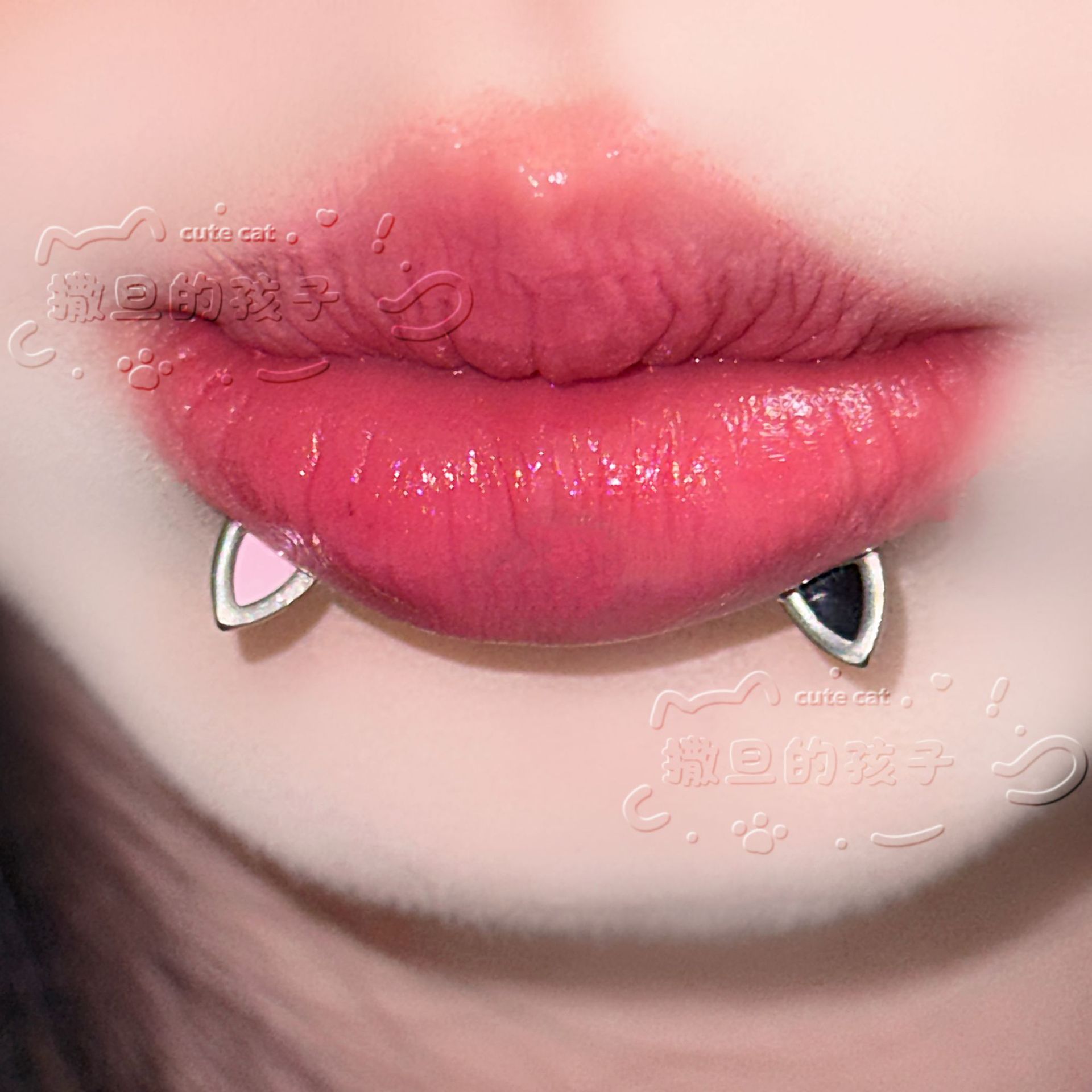 Labret stud lip piercing jewelry styling detail