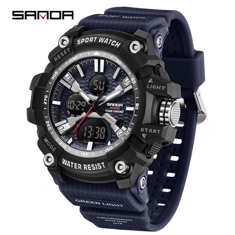 Sanda reloj de venta caliente deportes para estudiantes reloj electrónico luminoso fresco tendencia de moda reloj electrónico impermeable