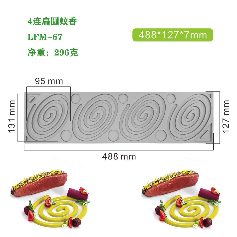 Nueva multi-articulación triángulo redondo repelente de mosquitos incienso fondant encaje almohadilla molecular francés punto occidental decoración molde de silicona