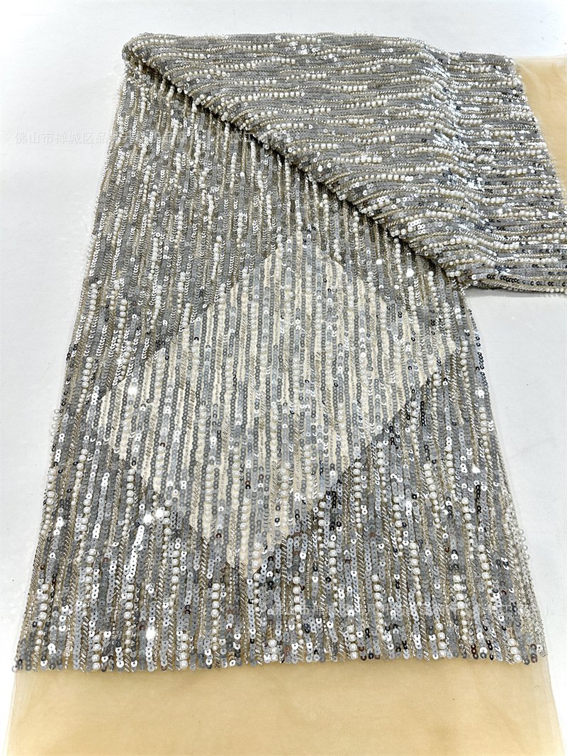 Fabricante al por mayor nuevo tejido de cadena de perlas de lujo vestido de cena de moda bolsas accesorios tela