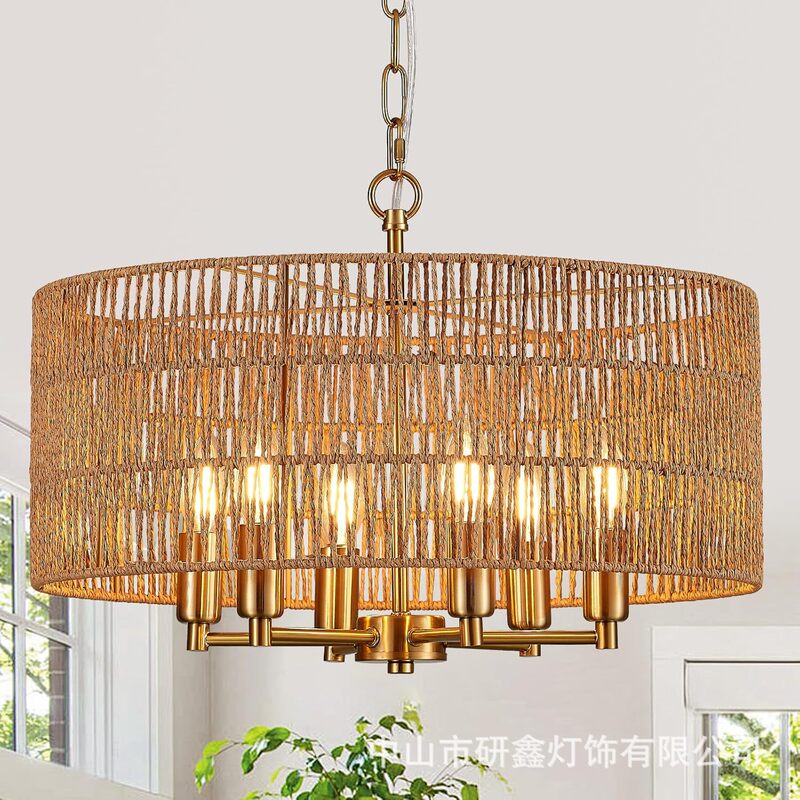 Cross-Border Lighting Fixtures, Retro Hand-Woven Rattan Living Room Lamps, Ready-Made American-Style Dining Room Lamps, Bohemian Farmhouse Chandeliers Cross-Border Lighting Fixtures, Retro Hand-Woven Rattan Living Room Lamps, Ready-Made American-Style Dining Room Lamps, Bohemian Farmhouse Chandeliers