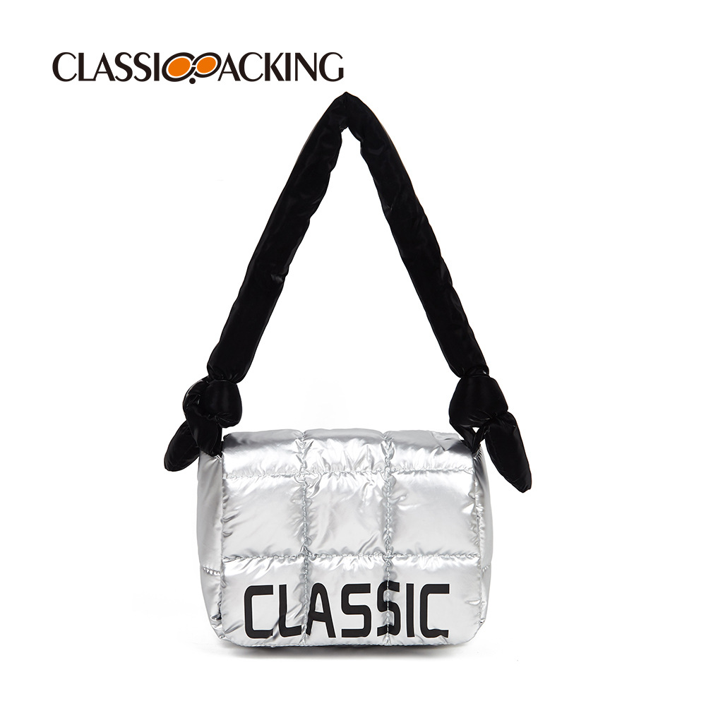 Bolso bandolera al por mayor de fábrica otoño e invierno nuevo bolso recargable de algodón bolso de hombro portátil de gran capacidad con logotipo impreso