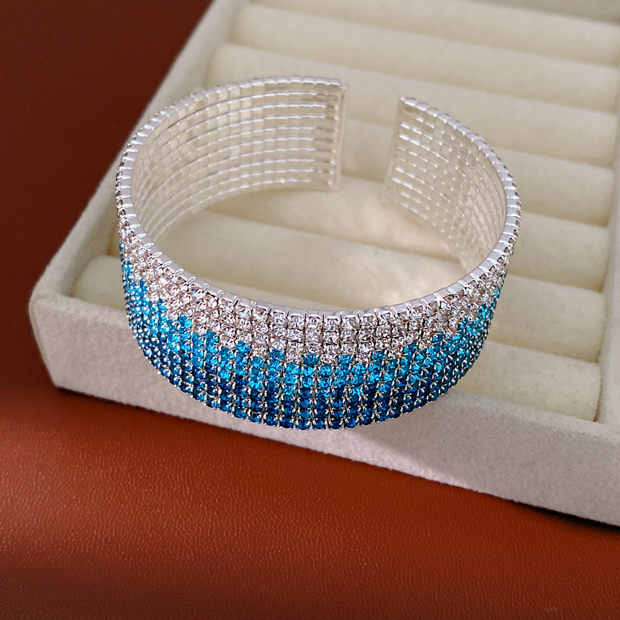 Pulsera - plata - azul cielo - azul claro - blanco