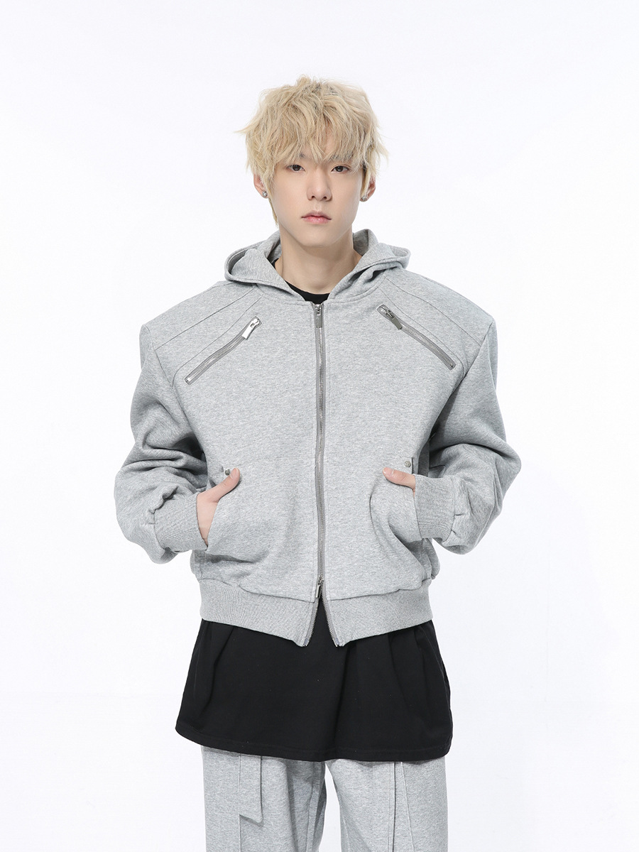 Mtlclothes ropa de Hombre | 2024 primavera nuevo estilo coreano nicho fino flash cremallera con capucha cardigan yunda traje