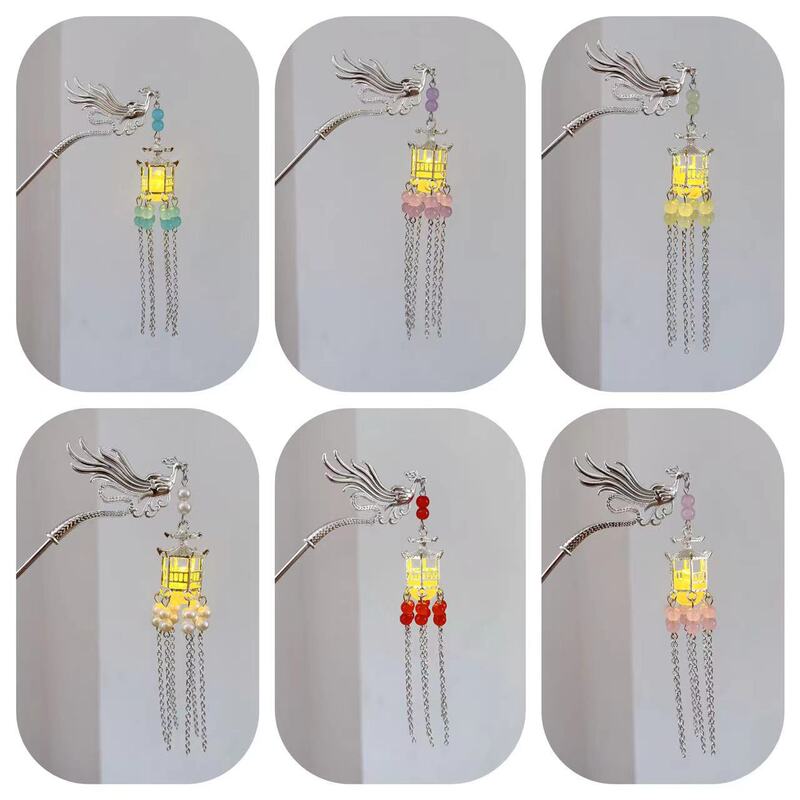 Luminous palace lantern hairpin antique Hanfu headdress plate hair hairpin phoenix hairpin pavilion water drops Su Ming made clothing accessories Luminous palace lantern hairpin antique Hanfu headdress plate hair hairpin phoenix hairpin pavilion water drops Su Ming made clothing accessories