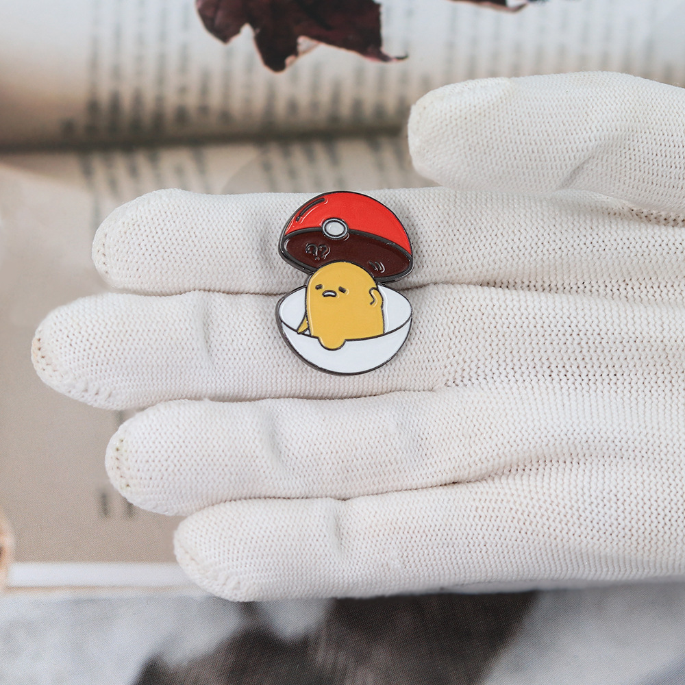 Lazy Egg Brooch Creative Anime Icon Badge Cartoon Eggshell Enamel Pin Lazy Representative Decorative Accessories