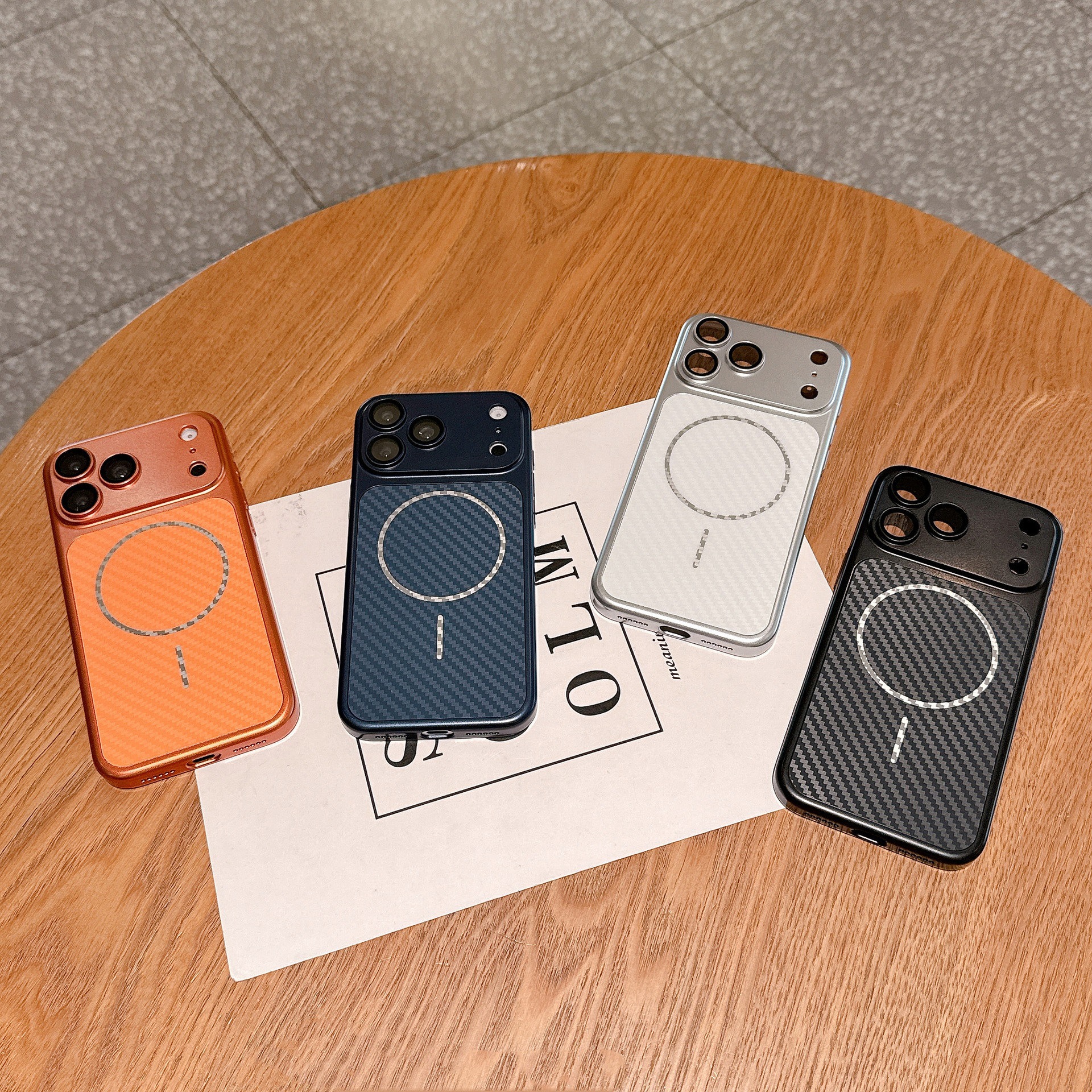 Funda Magnética de Fibra de Carbono para Teléfono iPhone 17 Pro Max 16 15 Anticaídas