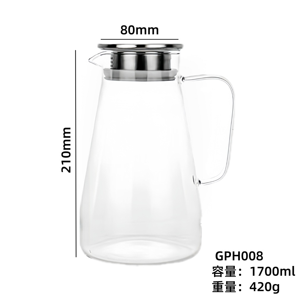 Europa de alta borosilicona vidrio tetera de agua fría tetera de té resistente al calor tetera de bebida caliente tetera de jugo tetera doméstica tetera de té