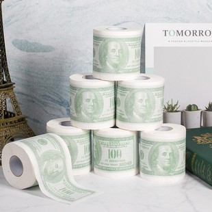Cross-border direct supply of creative dollar roll paper toilet paper fun printing 100 dollar knife dollar bill toilet paper toilet paper postage