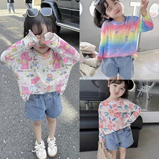 女童夏季防晒T恤2024新款女宝宝洋气时髦外穿打底衫儿童防晒衣潮