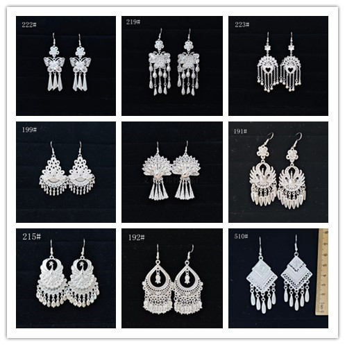 Hot-Selling Small Commodities in Scenic Spots Guizhou Cultural and Creative Miao Earrings Jewelry Peacock Plated Miao Silver Refrigerator Magnet Accessories DIY