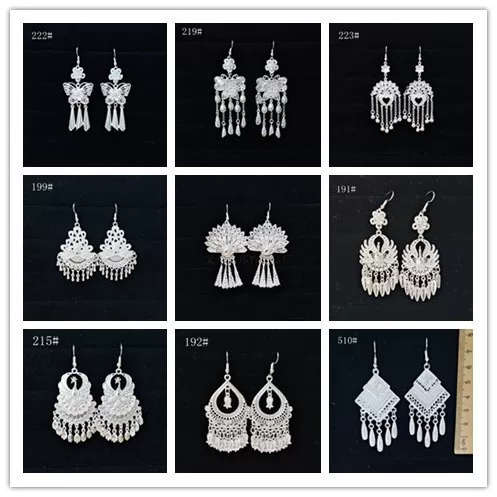 Hot-Selling Small Commodities in Scenic Spots Guizhou Cultural and Creative Miao Earrings Jewelry Peacock Plated Miao Silver Refrigerator Magnet Accessories DIY