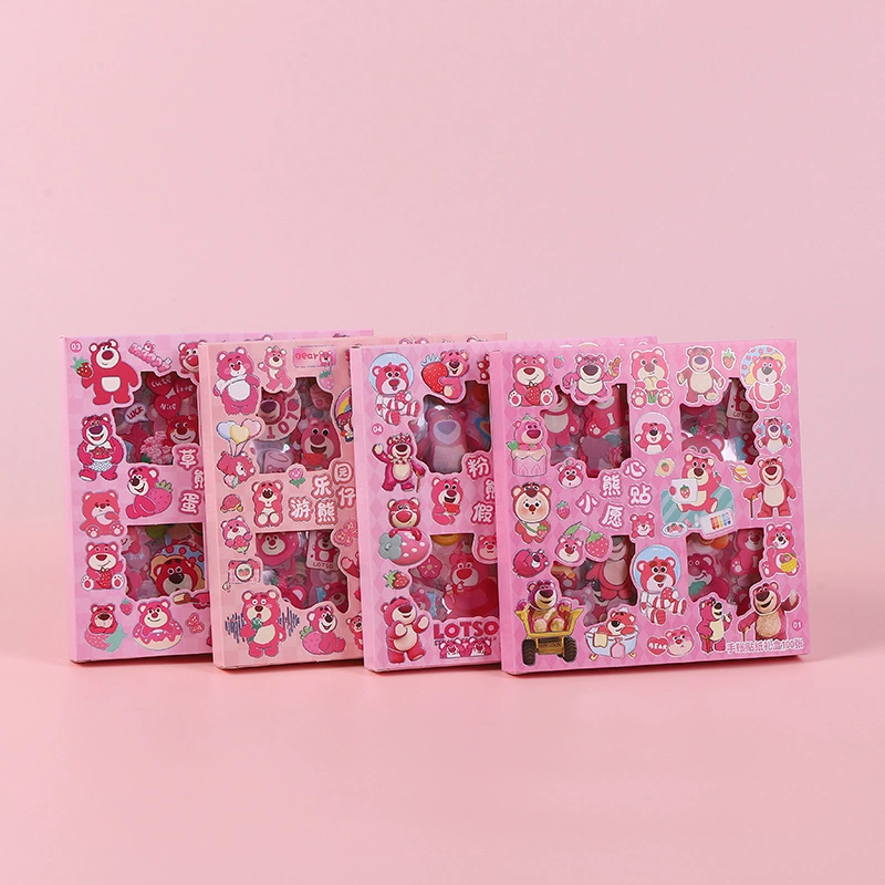 100 милые Мультяшные наклейки клубничный медведь в штучной упаковке водонепроницаемые наклейки для домашних животных креативные наклейки для журнала материал костюм партии