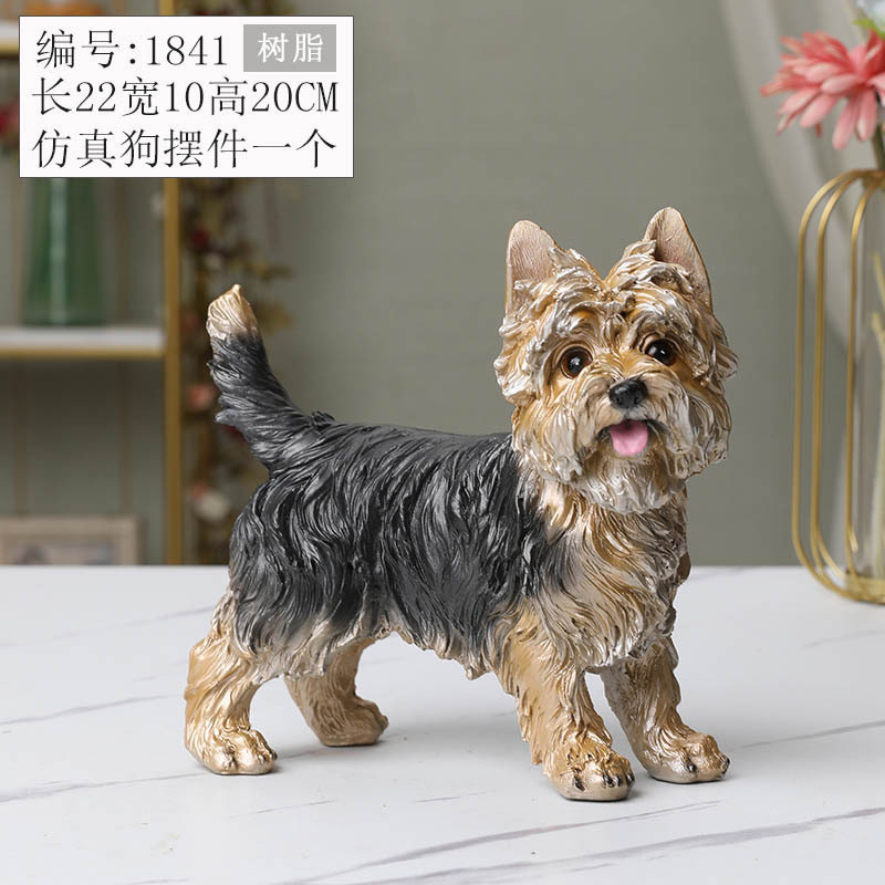 Fuente transfronteriza hogar sala de estar vinos portable decoración modelo de perro simulado regalo creativo resina Yorkshire adornos