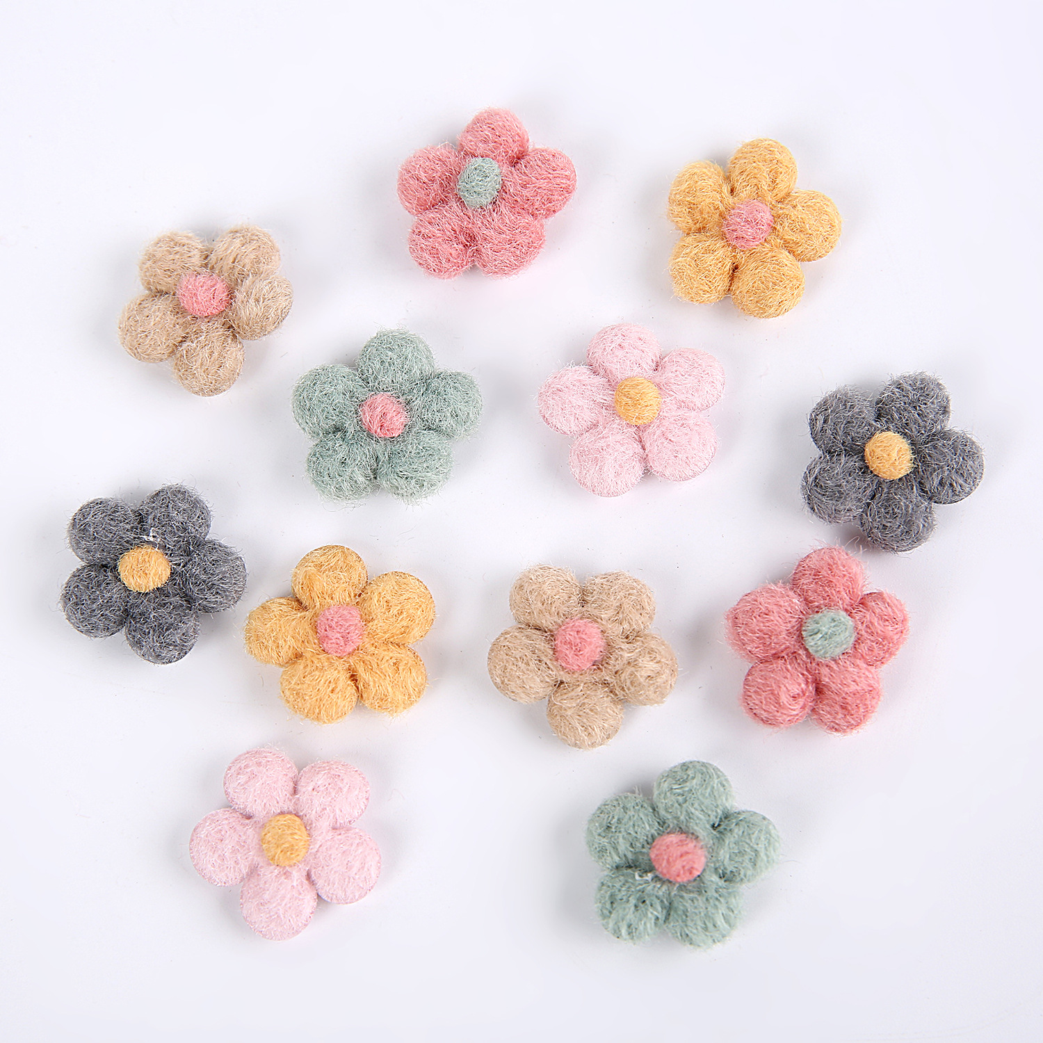 仿真针织小花 环保材料 手工diy发卡草帽装饰材料 衣服辅料五瓣花