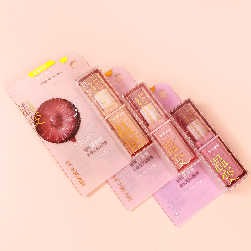 Leiqi Light Nourishing Gold Temperature Changing Lip Balm, Hydrating, Moisturizing, Refreshing Lip Balm E691A