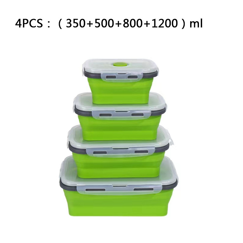 Caja de almuerzo de silicona al aire libre caja de almuerzo de silicona plegable refrigerador más nítido almuerzo portátil caja de almuerzo retráctil