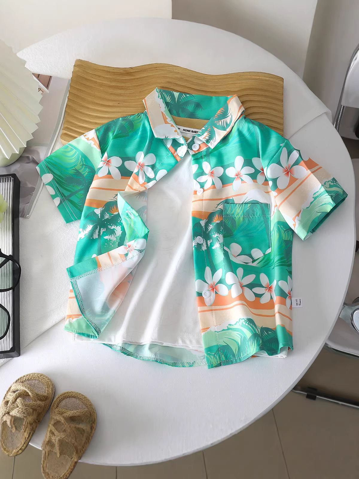 Verano bebés vacaciones de viento impresión puerto viento de manga corta suelta camisa para niños camisa para niños