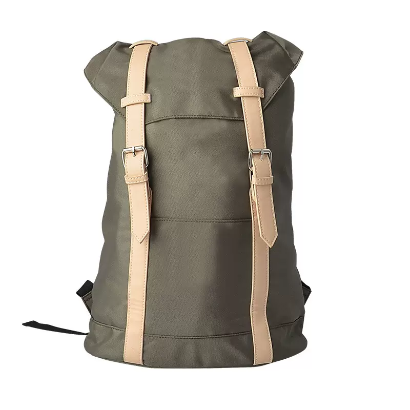 复古帆布双肩包男皮带背包大容量电脑书包运动女双肩帆布包带盖包