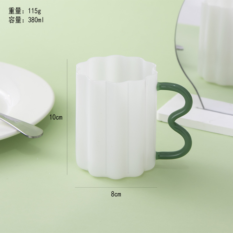 Ins simple taza de vidrio de jade blanco y azul creativo taza de marca de macarón de oficina en el hogar taza de café estética vertical