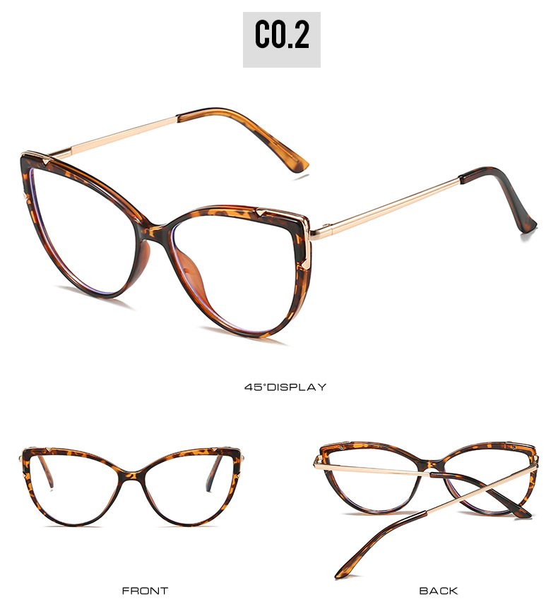 45g Weight Full Frame Glasses Structure Glasses Classification Ac Lens Material Cat Eye Glasses Style Daily Occasion Gradient Color, Solid Color, Leopard Pattern All Seasons Season Women's Gender Hip-Hop Style Hip-Hop Gradient Color Solid Color Leopard Ac Cat Eye Full Frame Optical Glasses 5