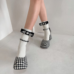 千禧y2k小紅書網紅同款ins風閃鑽蝴蝶結加厚針織毛線堆堆襪女