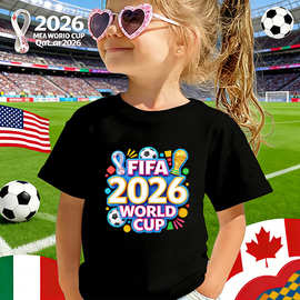 2026 WORLD CUP世界杯儿童T恤 亚马逊热销220克纯棉短袖60329-14